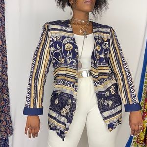 Retro Vintage Pattern Blazer Duster Kimono